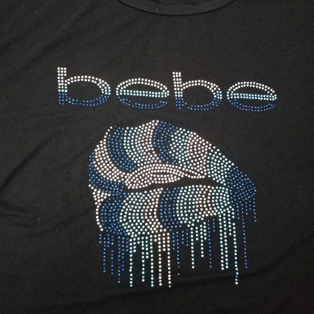 Bebe Y2K Rhinestone Lips Print Tee - Picture 2 of 6